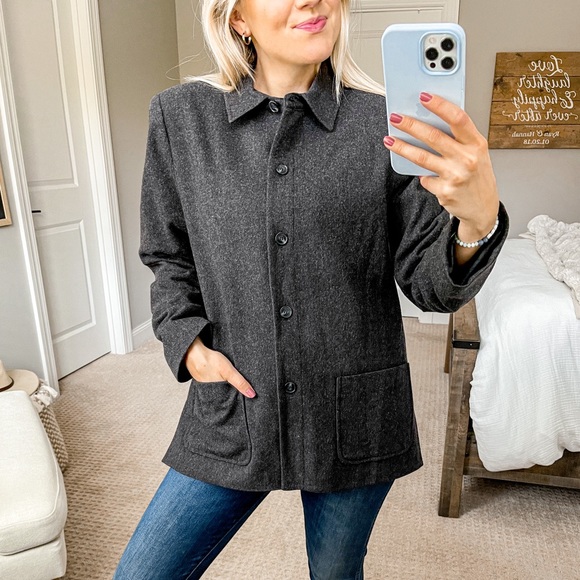 Pendleton Jackets & Blazers - Pendleton 100% Virgin Wool Button Down Jacket Dark Grey 10